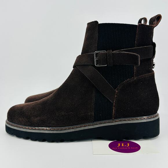 Donald Pliner Women's Captain Dark Brown Suede Buckle Booties Size 6.5 - Picture 6 of 12